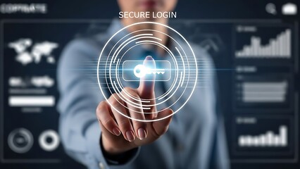 A person enabling secure login with a digital key for cybersecurity and data protection