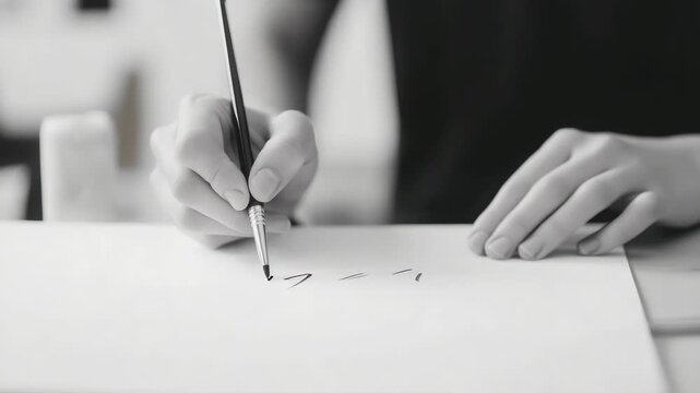 Handwriting process with pen on paper capturing art, creativity, and expression in motion