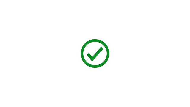 Abstract green check mark icon looped animation on white background. Looped motion animated icon. Circle with check mark icon. Concept of tick confirm.