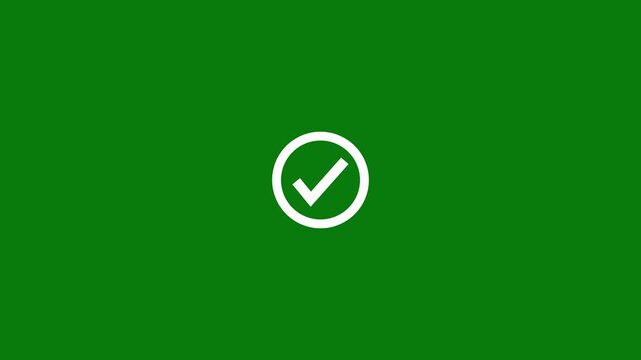 Abstract white check mark icon animation on green background. Approving motion animated icon. Circle with check mark icon. Concept of tick confirm.