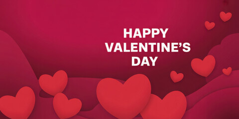 Happy saint valentine's day, 3d red hearts blur efect design, Celebration card, vector illustration 
