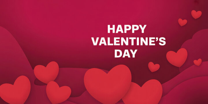 Happy saint valentine's day, 3d red hearts blur efect design, Celebration card, vector illustration 
