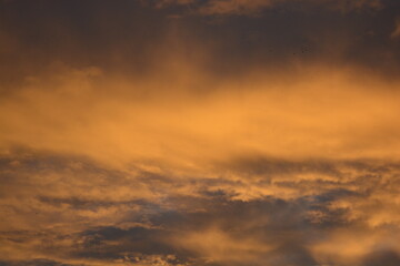 Warm Cloudy Sky With Smooth Sunset Gradient