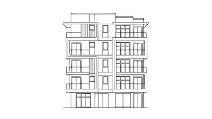 Modern multi-story building with balconies and large windows