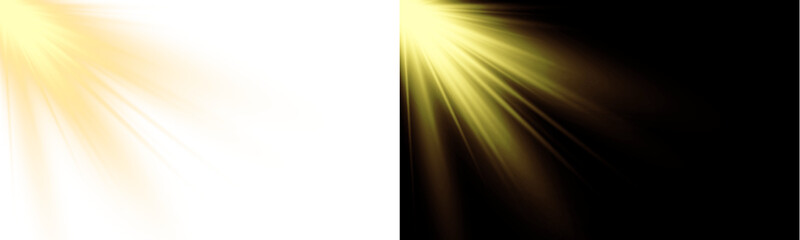 Lens flare sunlight effect with optical rings and bright rays. Stock vector illustration on transparent background.  © Pixora_light