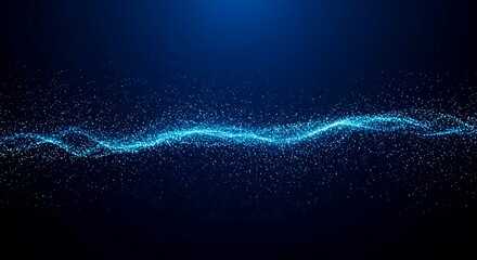 Glowing Blue Particle Line on Dark Background