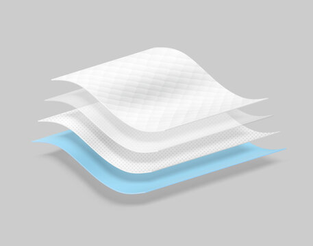 Four wavy layers material for the presentation disposable changing mats. Vector illustration isolated on grey background. Ready for your design. EPS10.