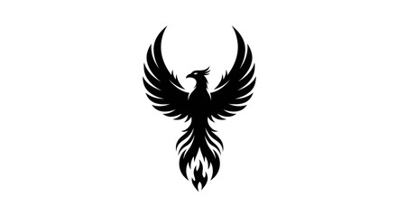 Obraz premium Black phoenix bird silhouette on white