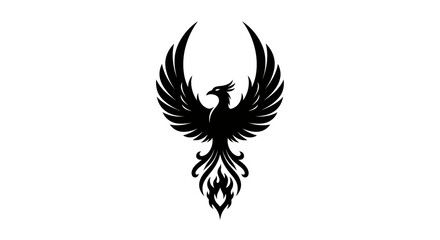 Obraz premium Black phoenix icon on white background