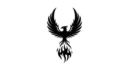 Obraz premium Black phoenix rising from flames