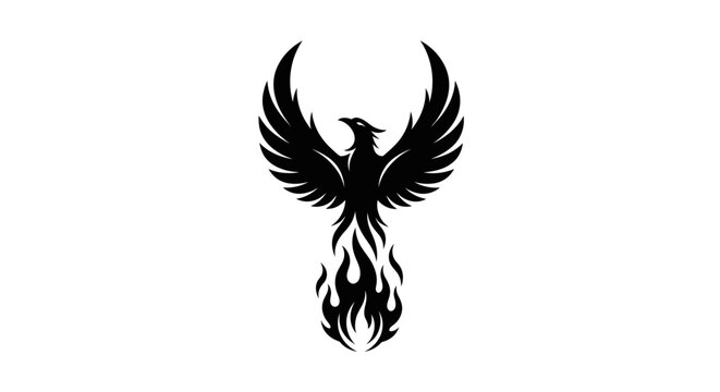Black phoenix rising graphic on white
