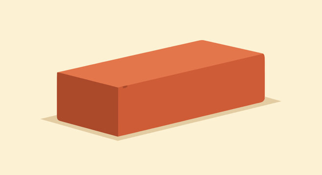 Single red brick isolated on a light background.