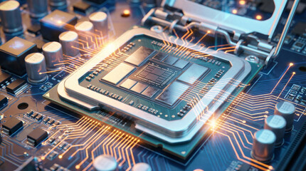 最新のCPUプロセッサーのマクロクローズアップ