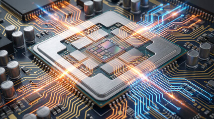 最新のCPUプロセッサーのマクロクローズアップ