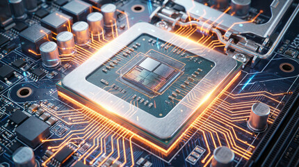 最新のCPUプロセッサーのマクロクローズアップ