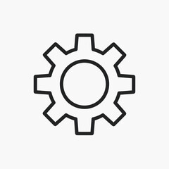 Cogwheel Icon: Black Outline of a Gear Symbolizing Settings, Mechanics, Industry, and Technical Operations