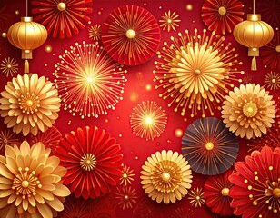 Festive Red and Gold Chinese New Year Celebration Background.