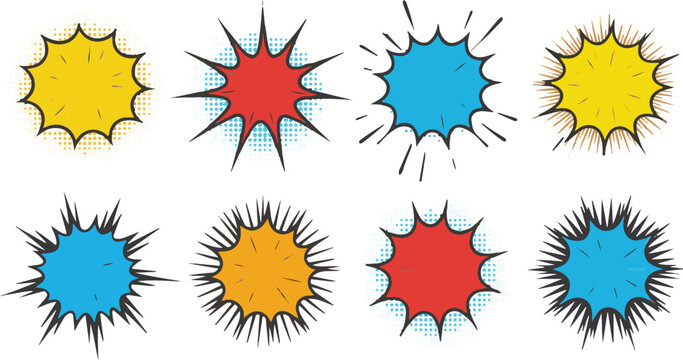 Vibrant comic style explosion effects Vector