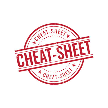 Professional circular red cheat sheet rubber stamp with star elements for educational quick reference guides