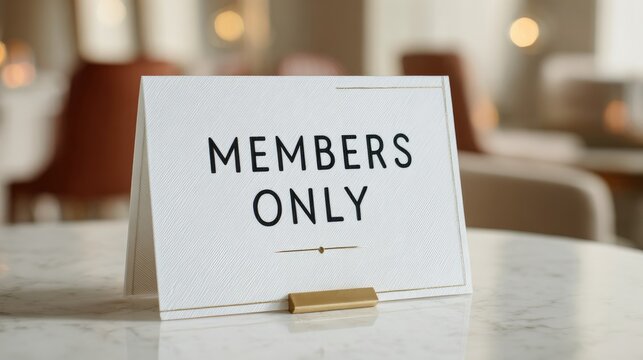 members only sign on a table in hotel lobby
