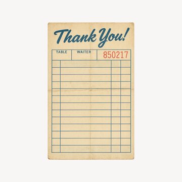Vintage restaurant receipt design.