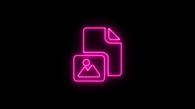 Abstract glowing neon jpg icon animation with dark background.Futuristic glowing neon jpg icon with smooth animated.