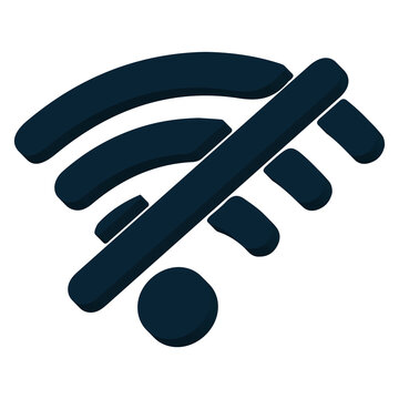 No wifi connection icon, offline internet symbol flat isolated transparent background