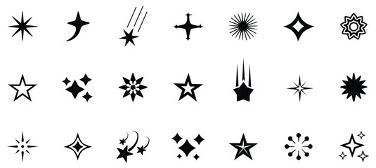 Fototapeta premium star icon Shine sparkle icon Shine symbol illustration. star sign collection.. Vector blink star for logo, sparkle clipart Sparkle vector icons set. 