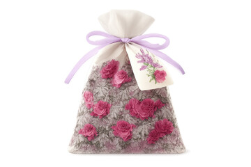 Floral sachet bag with lavender and rose ornament