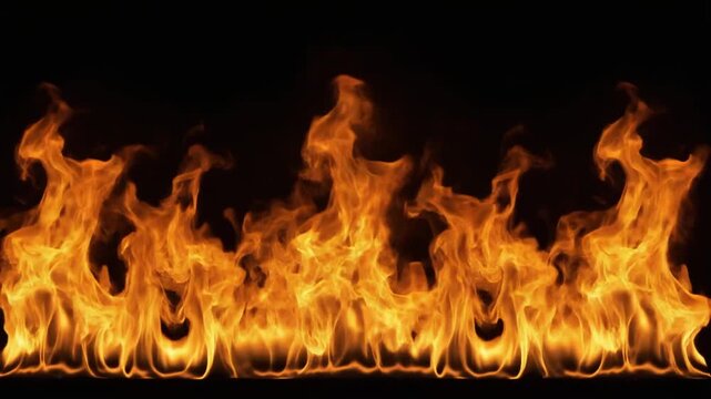 Looping high-speed flames video with tilable left-to-right motion for compositing and backgrounds.
