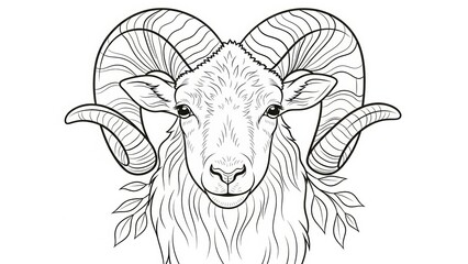 Majestic ram with impressive curved horns and detailed fur texture