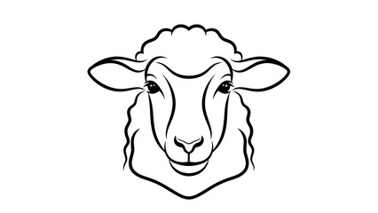 Close-up of a sheep's face in a simple black line drawing style