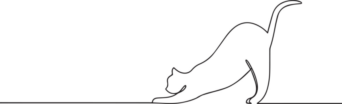 Cat one continuous line art, Vector illustration, One line art, Line art graphic style