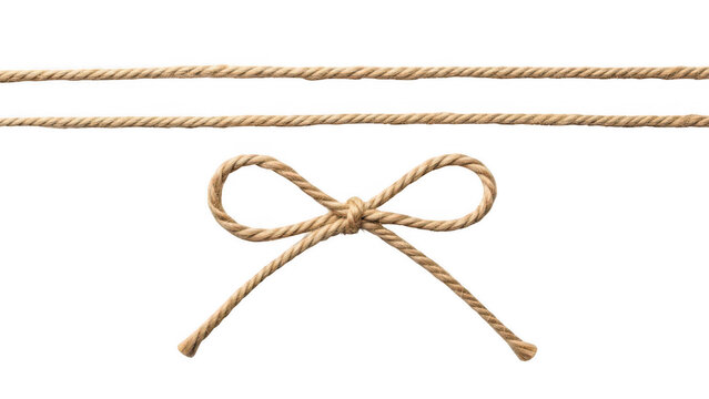 Two ropes with a bow knot isolated perfect for design projects on transparent background