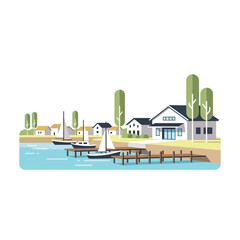 Naklejka premium Illustration of House by the Water.