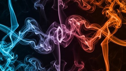 Obraz premium Colorful smoke swirling in darkness.