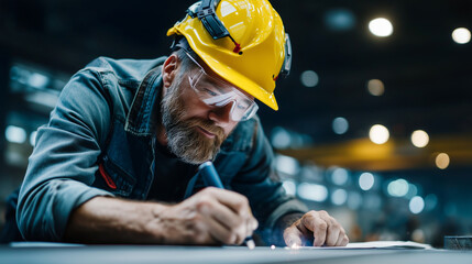 Faceless inspector applying magnetic particles to a steel structure, using a magnetic yoke, NDT Professionals Day concept, heavy industry atmosphere, blue-toned cinematic lighting,