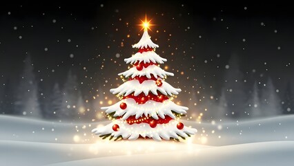Obraz premium A Beautifully decorated Christmas tree on white background showcasing festive spirit