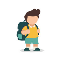 Cartoon illustration of a young student with a backpack.