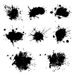 Fototapeta premium Collection of black grunge paint splats