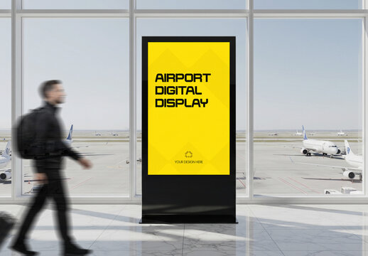 Airport Terminal Digital Advertising Display Mockup