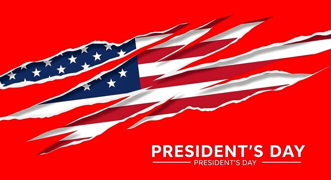 Torn american flag on president's day