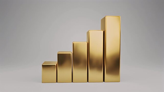 Golden bar chart illustration symbolizing growth and progress.
