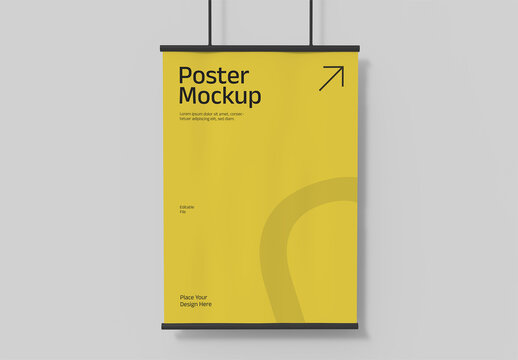 Minimal Hanging Poster Mockup Template