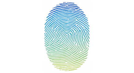 Colorful fingerprint blue and yellow isolated on a transparent background