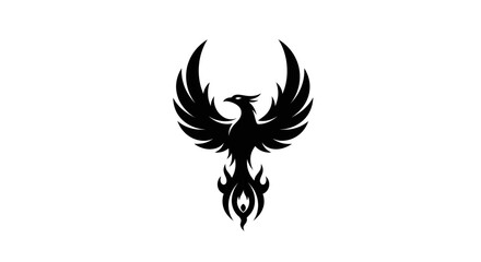 Black phoenix silhouette on white background