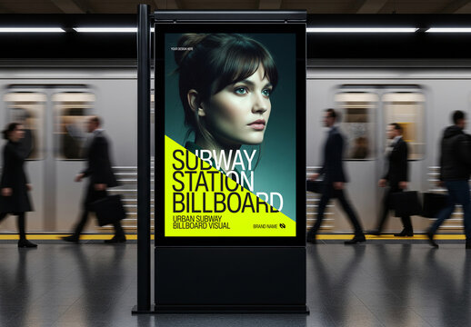 Subway Station Billboard Mockup PSD