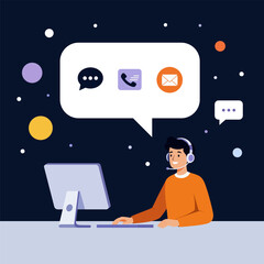 Male support agent with headset computer