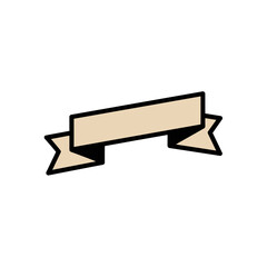 Simple Outlined Beige Ribbon Banner Graphic Icon