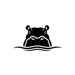 Stylized Hippopotamus Head Peeking from Water